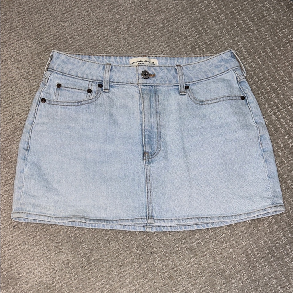 Abercrombie Curve Love Light Blue Denim Skirt